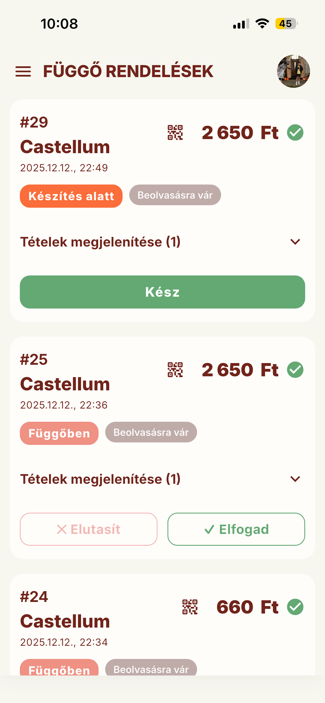 FesztFood app screen